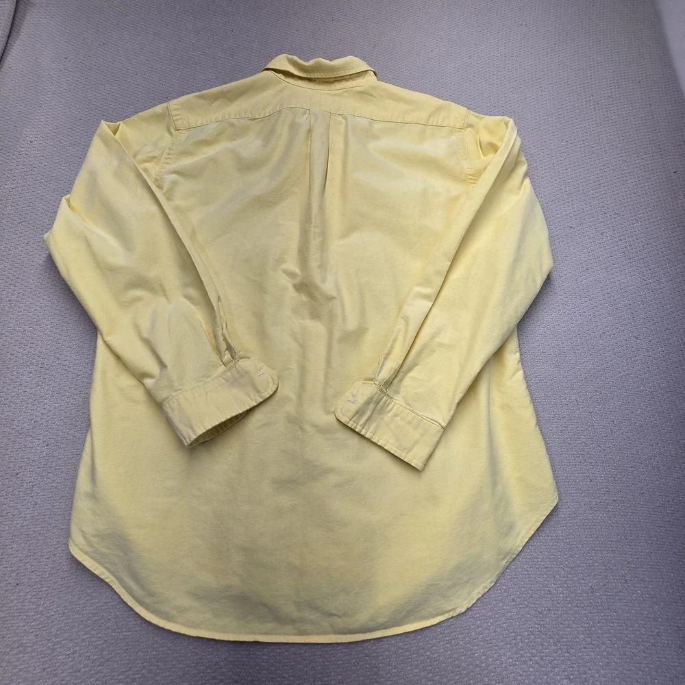 Vintage 90s Ralph Lauren Pale Yellow Oxford Shirt L Classic Fit OCBD Multi Pony